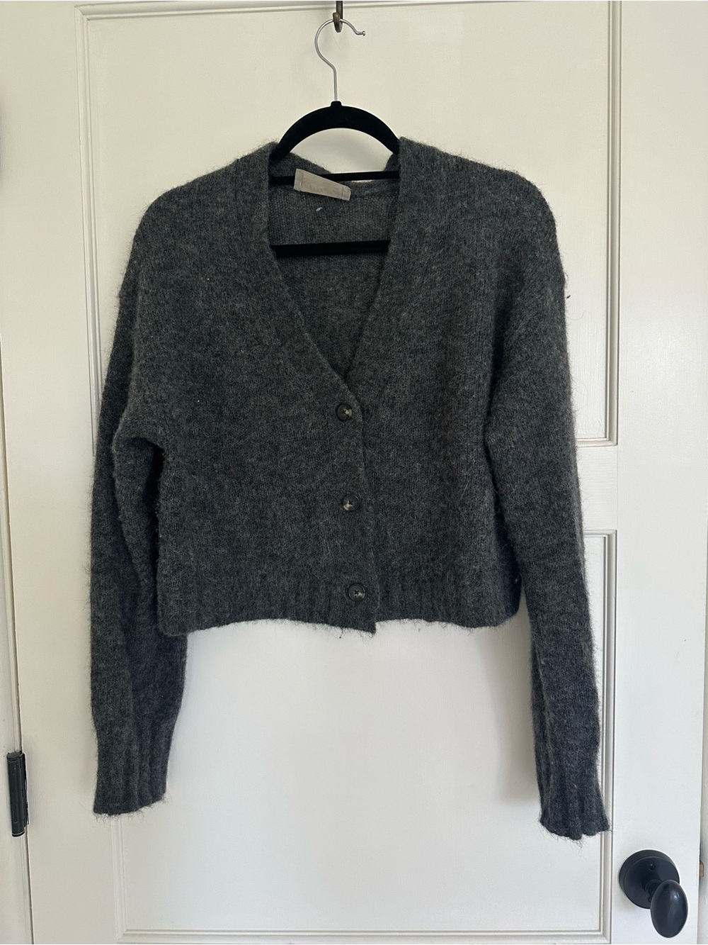 Everlane V-Neck Button Crop Cardigan Sweater